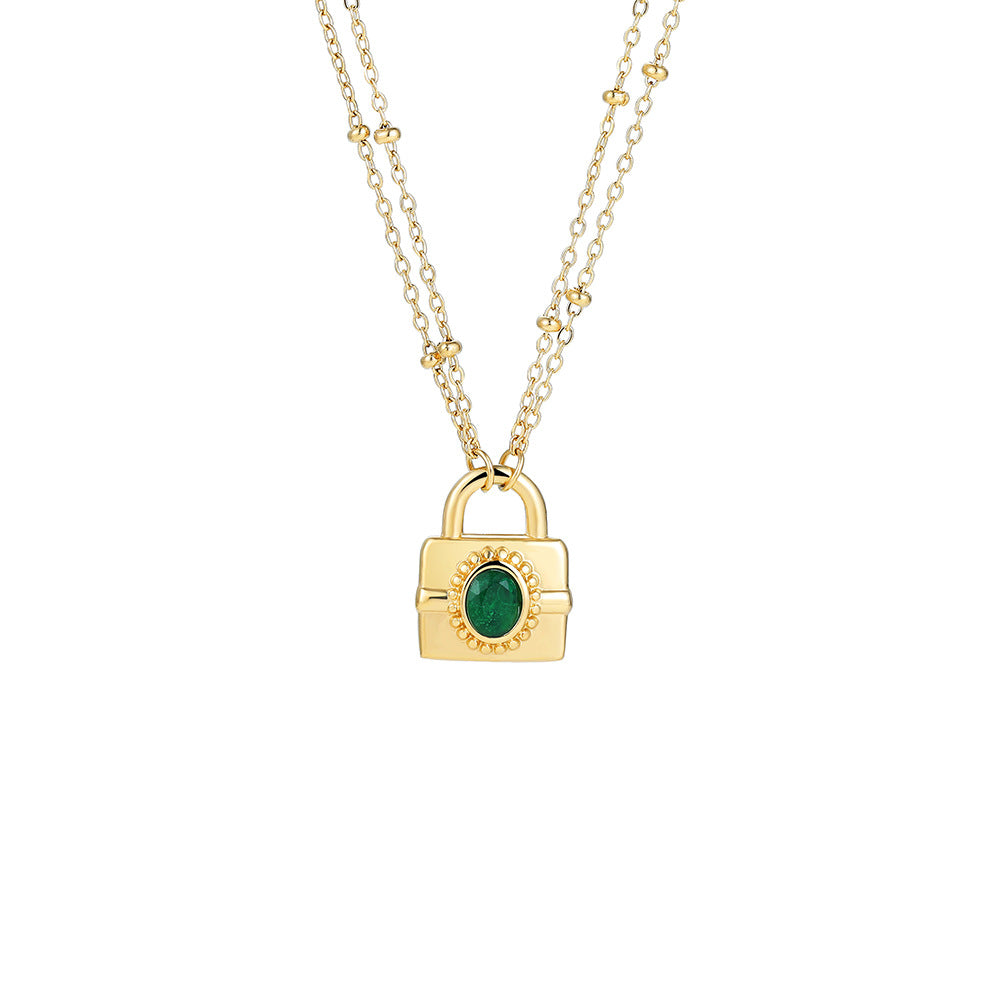 VINTAGE EMERALD LOCK NECKLACE