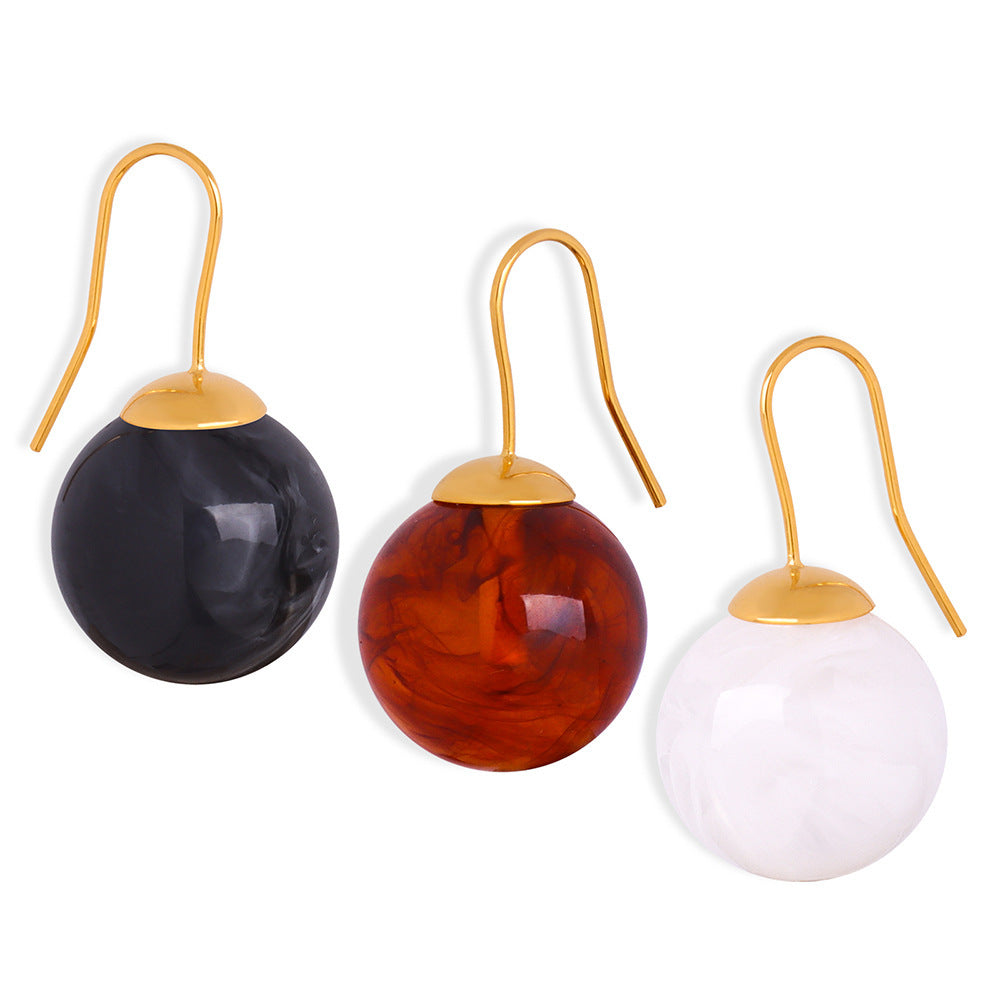 VINTAGE LIGHT LUXURY STYLE ROUND BEAD EARRINGS