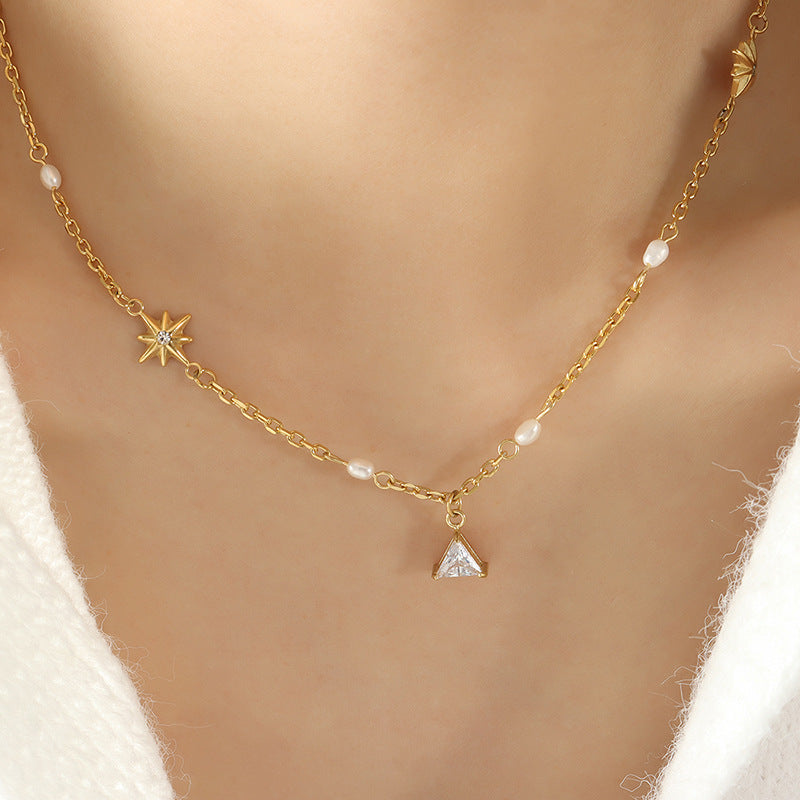 VINTAGE TRIANGLE PENDANT NECKLACE