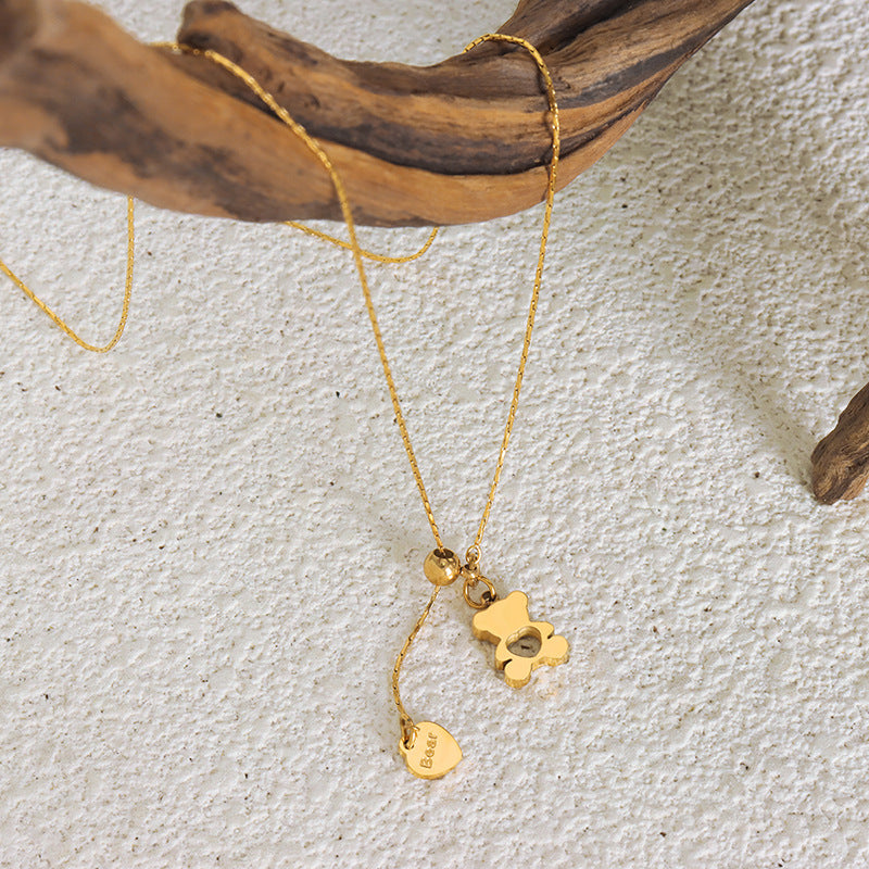 VINTAGE TEDDY BEAR PULL-UP NECKLACE