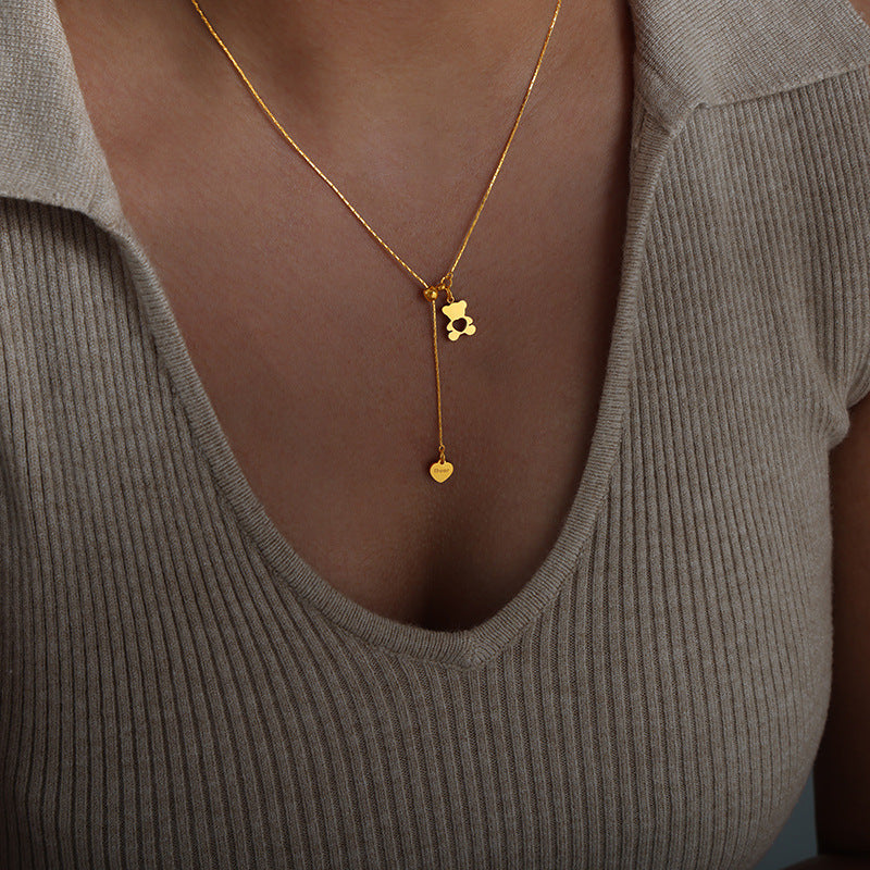 VINTAGE TEDDY BEAR PULL-UP NECKLACE