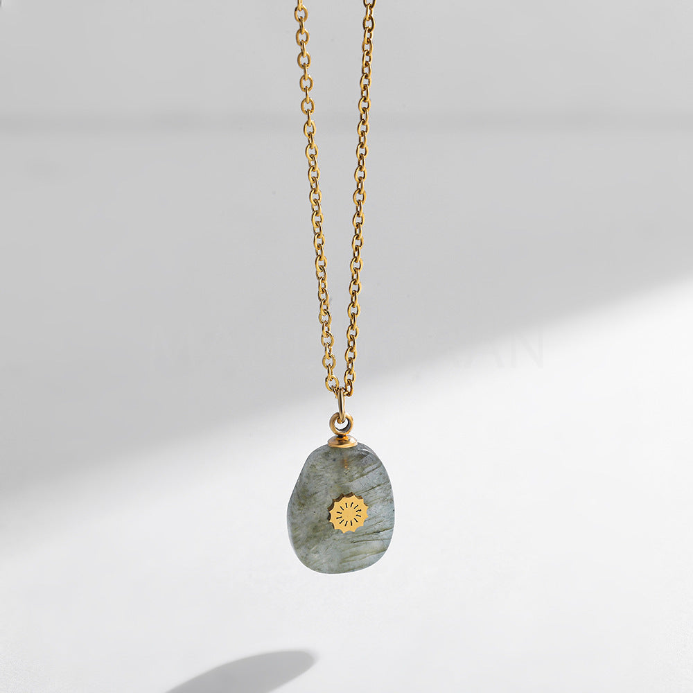 WATER DROP NATURAL STONE PENDANT NECKLACE