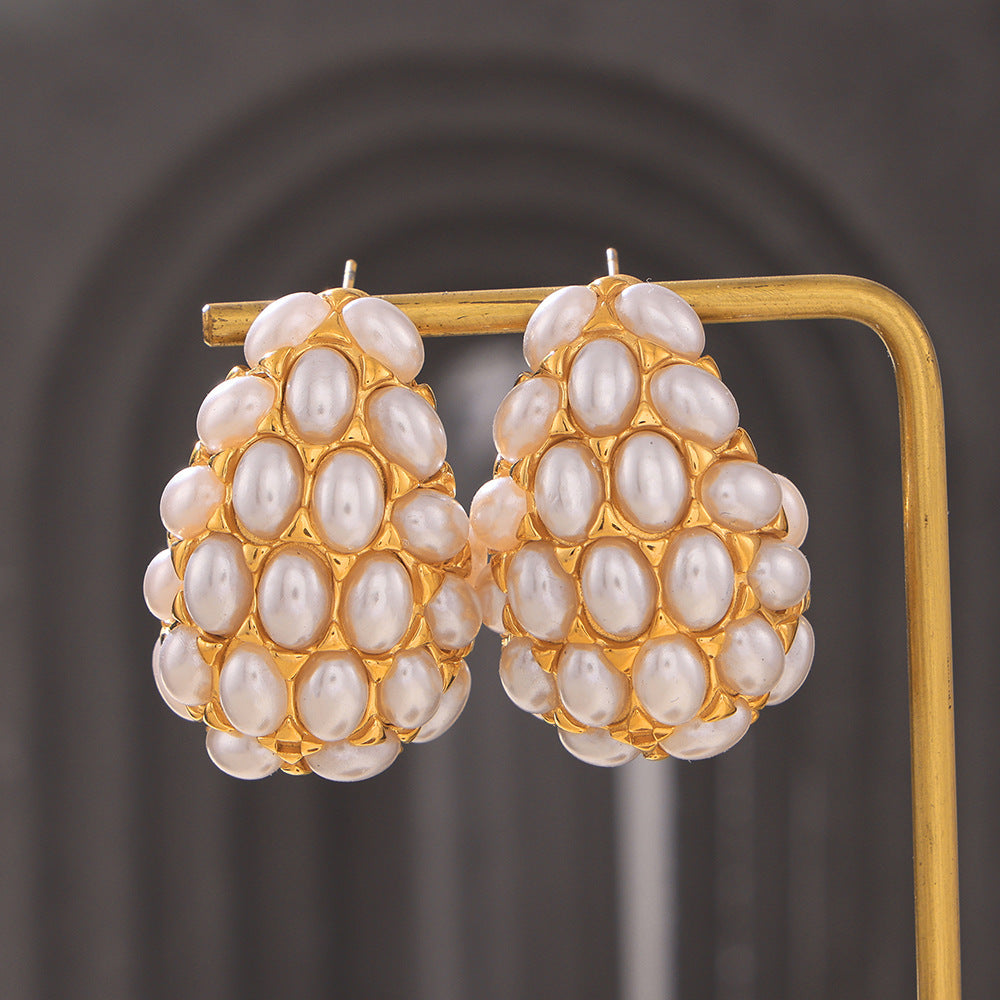 WATER DROPLET IMITATION PEARL EARRINGS