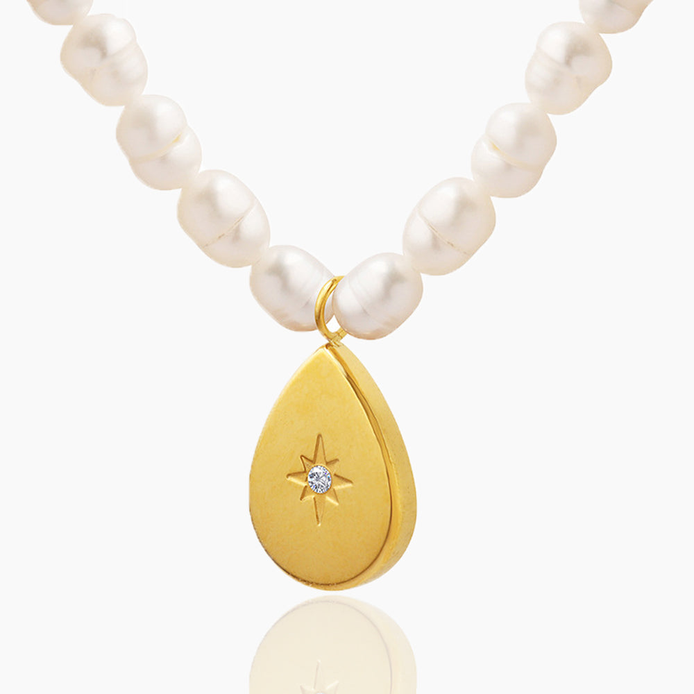 WATER DROPLET SHAPED SUN PEARL NECKLACE