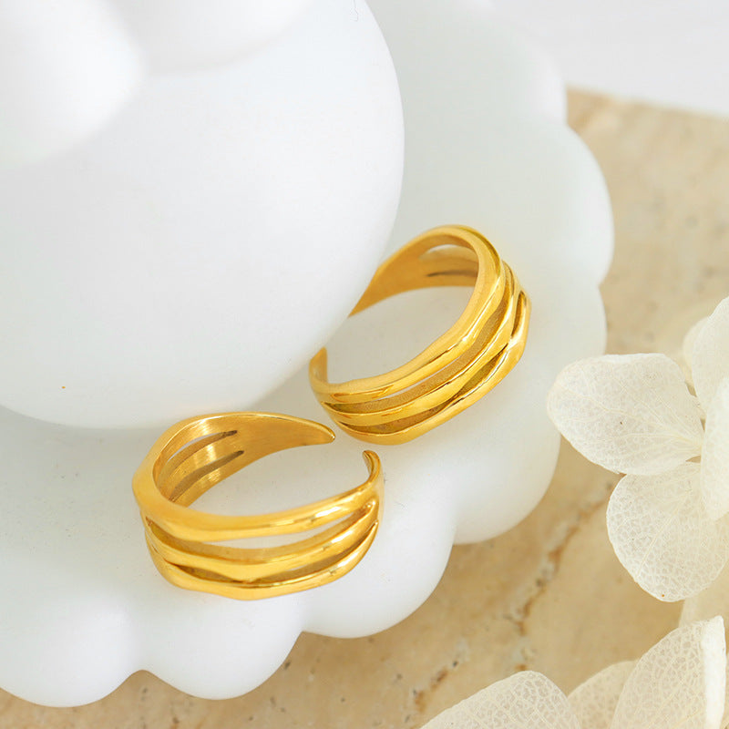 WAVE PATTERN THREE THREAD PLAIN RING