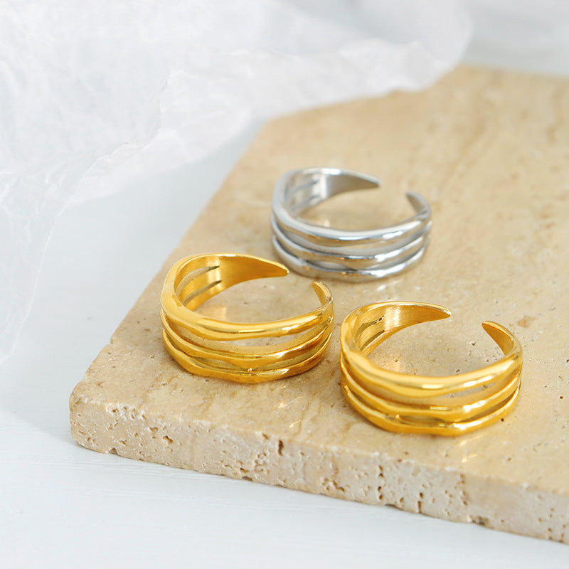 WAVE PATTERN THREE THREAD PLAIN RING