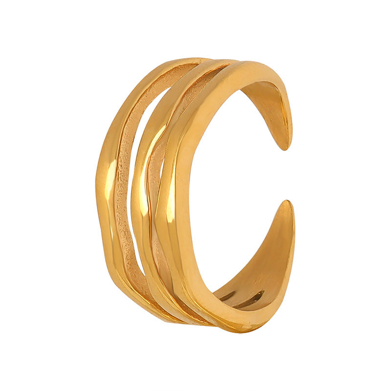 WAVE PATTERN THREE THREAD PLAIN RING