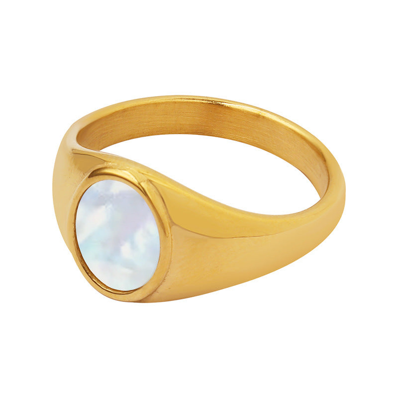 WHITE SEA SHELL PLAIN RING