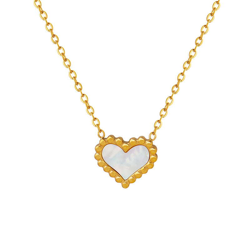 WHITE SEA SHELL HEART NECKLACE