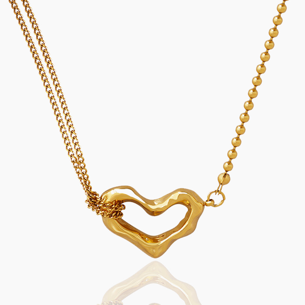 DOUBLE SIDED TEXTURED HEART NECKLACE