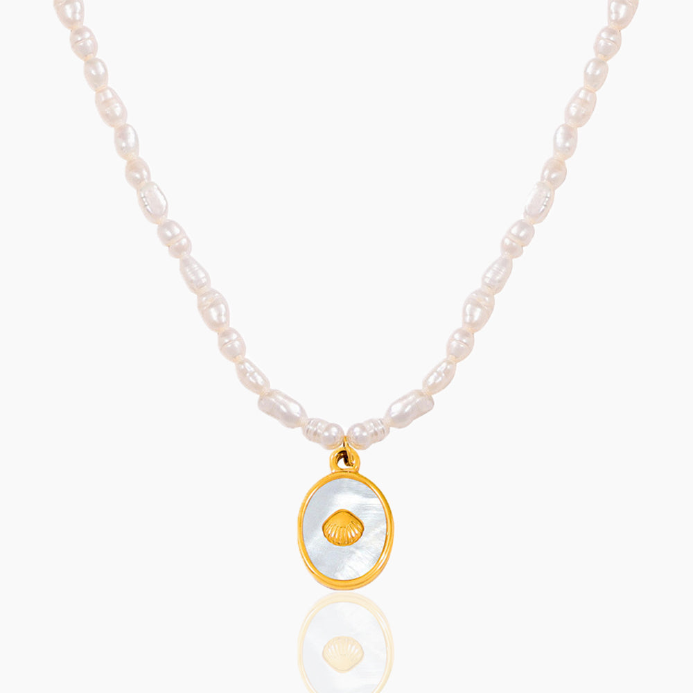 WHITE SHELL WATER PEARL NECKLACE