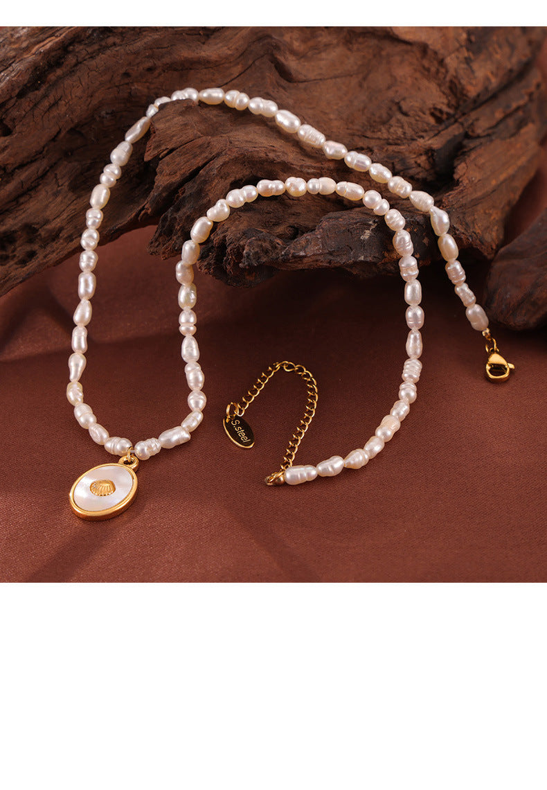 WHITE SHELL WATER PEARL NECKLACE
