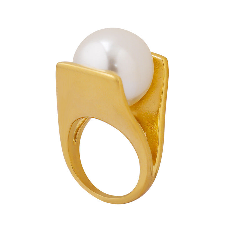 Y-shaped pearl unique style ring