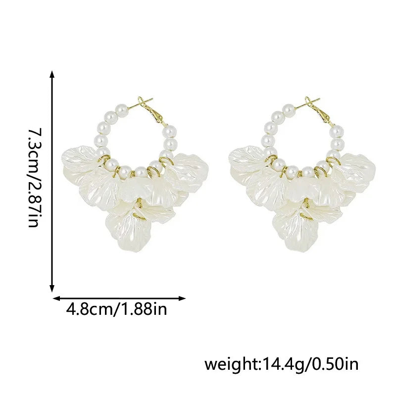 light luxury Petal Pearl Earrings for Women | Engagement