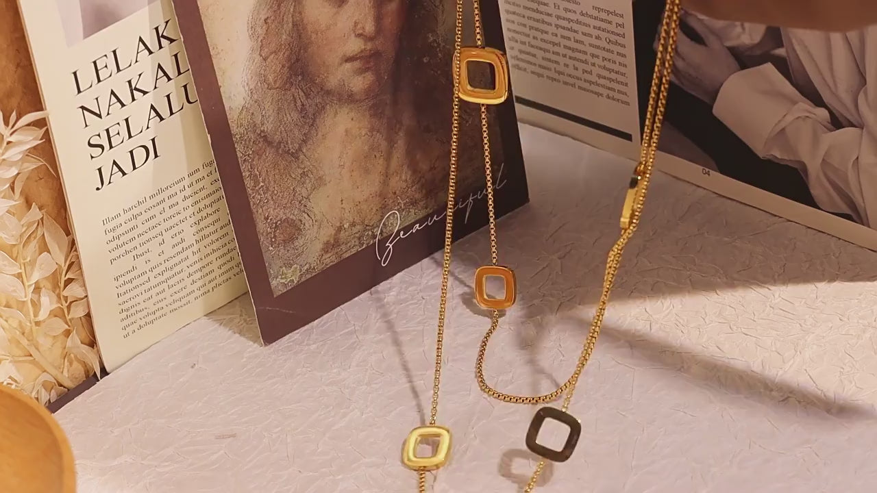 Simple Personality Square Heart Pendant Necklace