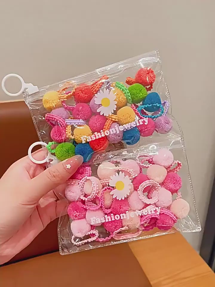 Colored wool balls head rope