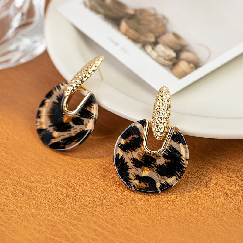 wild Leopard print geometric earrings for Women | Daily Wear