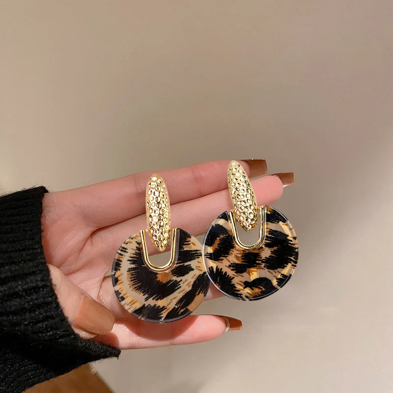 wild Leopard print geometric earrings for Women | Daily Wear